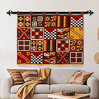Wool blend tapestry, 'Tribal II' - Handwoven Geometric-Themed Andean Wool Blend Tapestry