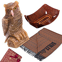 Curated gift set, 'Wise Ancestor' - Handcrafted Brown and Black Curated Gift Set from The Andes