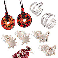 Curated gift set, 'Eternal Duo' - Ceramic and Sterling Silver Jewelry Curated Gift Set