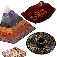 Curated gift set, 'Call of Sacred Energies' - Handcrafted Ceramic Leather and Gemstone Curated Gift Set