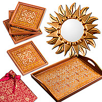 Curated gift set, 'Gilded Accents' - Handcrafted Warm-Toned Sun-Themed Curated Gift Set