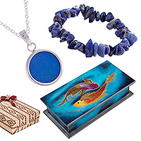 Curated gift set, 'Sea Charm' - Handcrafted Blue-Toned Ocean-Inspired Curated Gift Set