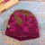 Alpaca blend hat, 'Burgundy Andean Mosaics' - Knit Alpaca Blend Hat in Burgundy Pink Green and Yellow Hues (image 2) thumbail