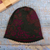 100% baby alpaca hat, 'Evergreen Garden' - 100% Baby Alpaca Floral and Leaf Hat in Moss and Magenta (image 2) thumbail