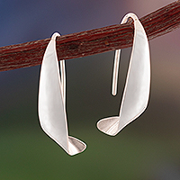 Sterling silver drop earrings, 'Petite Wild Wind' - Contemporary Sterling Silver Drop Earrings from Peru