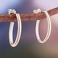 Sterling silver half-hoop earrings, 'Chic Essentials' - Classic Essential Sterling Silver Half-Hoop Earrings