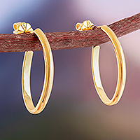 Gold-plated half-hoop earrings, 'Radiant Essentials' - 18k Gold-Plated Classic Half-Hoop Earrings from Peru