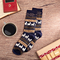 Men's alpaca blend socks, 'Authentic Navy' - Men's Navy Blue Alpaca Blend Socks