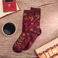 Alpaca blend socks, 'Cozy Chic' - Alpaca Blend Floral Socks