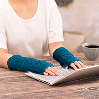 100% alpaca reversible fingerless mittens, 'Peacock Glam' - 100% Alpaca Reversible Fingerless Mittens in Peacock Hues