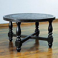 Mahogany leather end table,