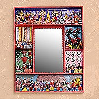 Retablo wall mirror, 'Chapel of Bethlehem' - Fair Trade Folk Art Retablo Mirror