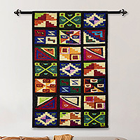 Wool tapestry, 'Calendar' - Wool tapestry