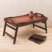 Cedar and leather tray Inca Romance Peru