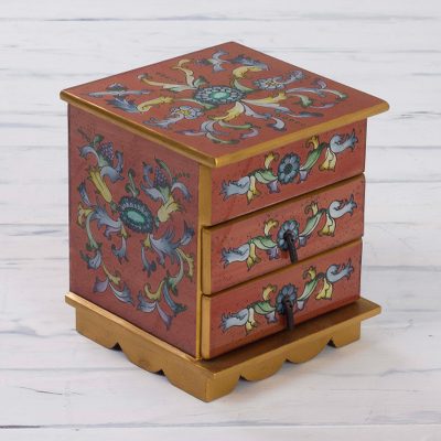 Painted glass jewelry box, Autumn Magic