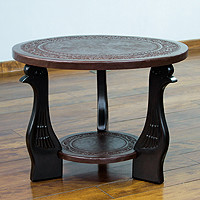 Cedar and leather table,