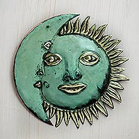 Copper eclipse, 'Stellar Guidance' - Handmade Sun and Moon Copper and Bronze Wall Art