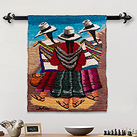 Wool tapestry, 'The Travelers' - Handcrafted Cultural Wool Tapestry Wall Hanging