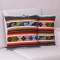 Wool cushion covers Sunset Temple pair Peru