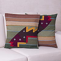 Wool cushion covers Angelfish pair Peru