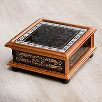 Reverse painted glass box,