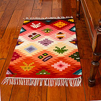 Wool rug, 'Masks' (2x3) - Handwoven Andean Wool Area Rug (2x3)