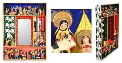 Mirror, 'Chapel of Bethlehem' - Hand Made Religious Nativity Folk Art Mirror