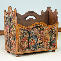 Featured review for Leather and mahogany magazine rack, Sweet Contrasts
