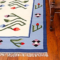 Wool rug, 'Floral Bud' (6x8) - Wool rug (6x8)
