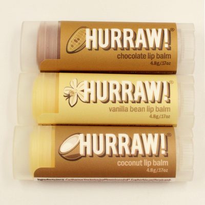 Hurraw! Lip Balm Trio - Chocolate/Coconut/Vanilla (set of 3) - Vegan Lip Balm Trio: Chocolate/Coconut/Vanilla (Set of 3)