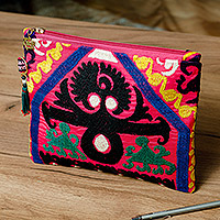 Upcycled suzani travel bag, 'Chic Traditions' - Upcycled Travel Bag with Hand-Embroidered Uzbek Motifs