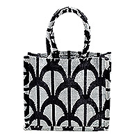 Silk velvet handle bag, 'Avant-Garde Splendor' - Handcrafted Silk Velvet Handle Bag with Modern Pattern