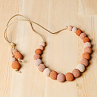 Ceramic beaded necklace, 'Sweetness at Sunrise' - Adjustable Orange and Pink Ceramic Beaded Choker Necklace