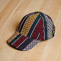 Cotton baseball cap, 'Intrepid Royal' - Handmade Janda Patterned Multicolor Cotton Baseball Cap