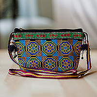 Iroki embroidered sling, 'Palace Spring' - Floral Patterned Colorful Iroki Embroidered Sling Bag