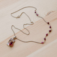 Garnet pendant necklace, 'Passionate Constellation' - Star-Themed Geometric Almandine Garnet Pendant Necklace