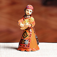 Ceramic figurine, 'The Woman from Vaspurakan' - Hand-Painted Ceramic Figurine of Vaspurakan Lady