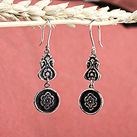 Sterling silver dangle earrings, 'Armenian Beauty' - Baroque-Inspired Floral Sterling Silver Dangle Earrings