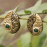 Agate drop earrings, 'Golden Inspiration' - Traditional Golden-Toned Agate Drop Earrings from Armenia