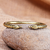 Brass cuff bracelet, 'Mythical Eagles' - Brass Mythical Eagle Cuff Bracelet with Polished Finish