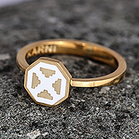 Gold-plated cocktail ring, 'This Celestial Eternity' - Polished Geometric White 18k Gold-Plated Cocktail Ring