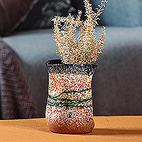 Ceramic vase, 'Intense Perception' - Handcrafted Modern Warm-Toned Ceramic Semi-Bouquet Vase