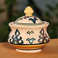 Ceramic jewelry box, 'Luxurious Beauty' - Handmade Traditional Patterned Classic Ceramic Jewelry Box