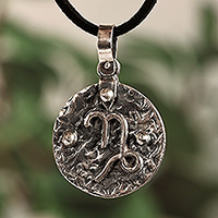 Sterling silver pendant necklace, 'Charming Capricorn' - Sterling Silver Capricorn Zodiac Sign Pendant Necklace