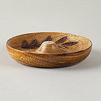Mango wood incense dish, 'Nature's Serenity' - Wooden Incense Holder Handmade in India