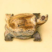 Onyx sculpture Turtle Luck Russet Ghana
