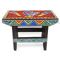 Beaded throne stool,