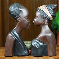 Wood wall adornments Loving Couple pair Ghana