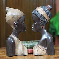 Wood wall adornments Man and Wife pair Ghana