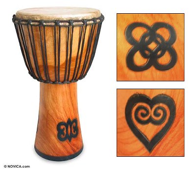 Wood djembe drum, Adinkra Symbols